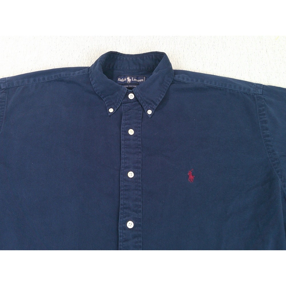 Ralph Lauren Polo Shirt Mens Size XL Blue 100% Cotton Button Down - Picture 2 of 6